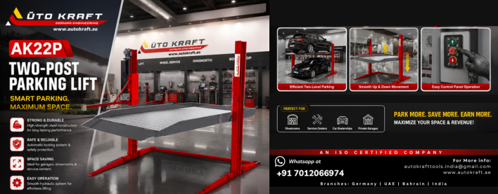 Autokraft 2-Post Car Parking Lift - the best car parking solution in Dubai, UAE